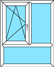 2-teiliges Fenster Dreh-Kipp links, Festverglasung mit festem Unterlicht