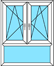 2-teiliges Fenster Dreh-Kipp links und rechts mit festem Unterlicht
