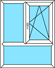 2-teiliges Fenster Festverglasung, Dreh-Kipp rechts mit festem Unterlicht