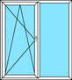 2-teilige Balkontür Dreh-Kipp links und Festverglasung