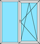 2-teilige Balkontür Festverglasung und Dreh-Kipp rechts