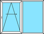 2-teilige Parallel- Schiebetür, Festverglasung und PAS- Türe mit umlaufender Spaltlüftung und nach rechts zu öffnen